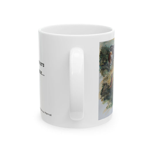Cowboy Mug - Cowboy on Horse with Cow Dog Painting